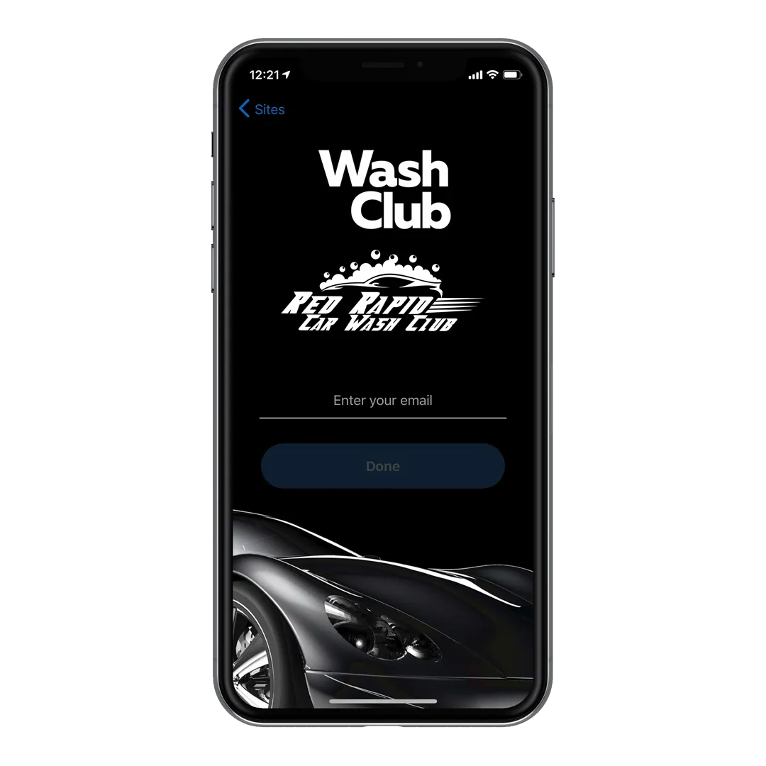 Wash Club app on a phone
